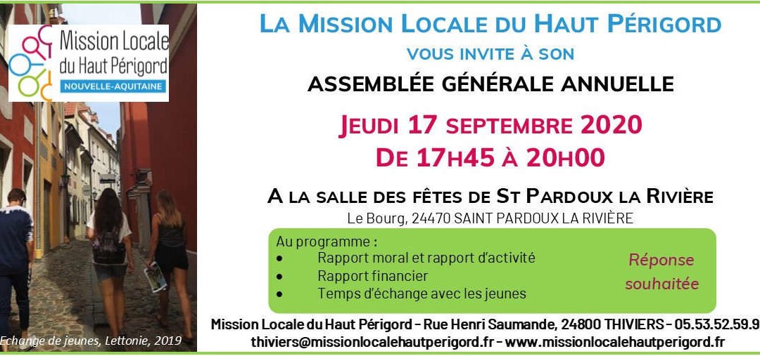 Assemblée Générale de la Mission Locale le 17 septembre de 17h45 à 20h00
