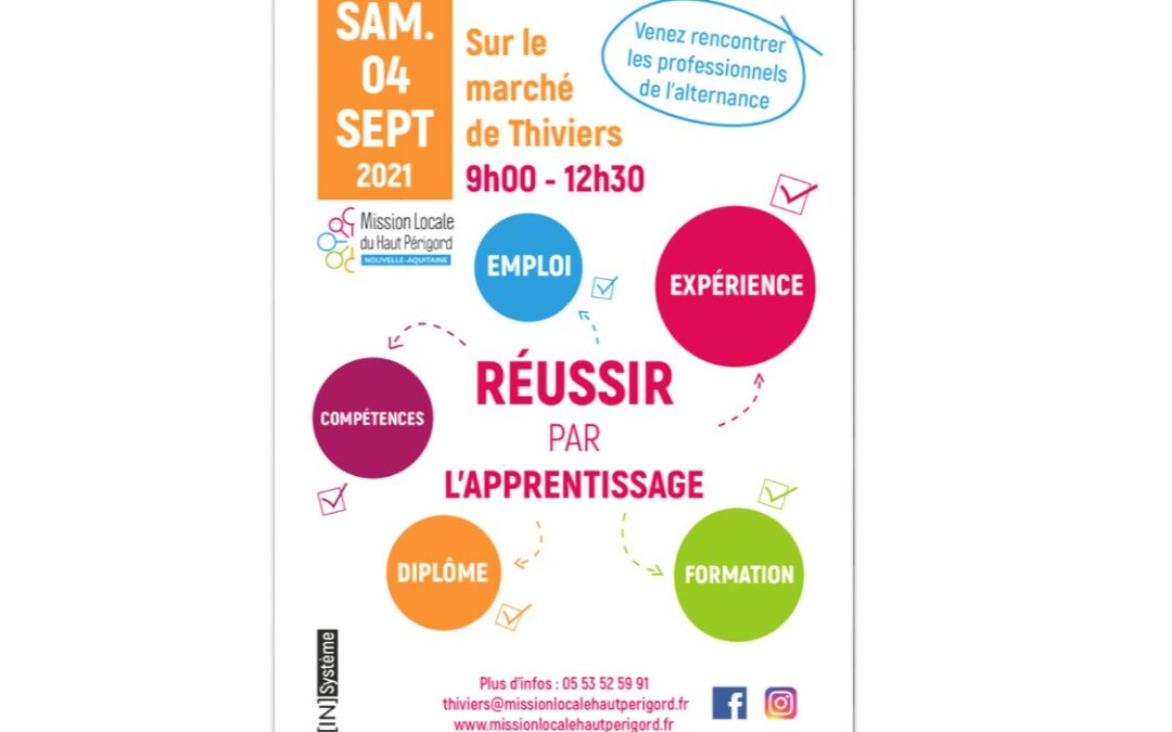 Forum « Réussir par l’apprentissage » marché de Thiviers – Samedi 4 septembre