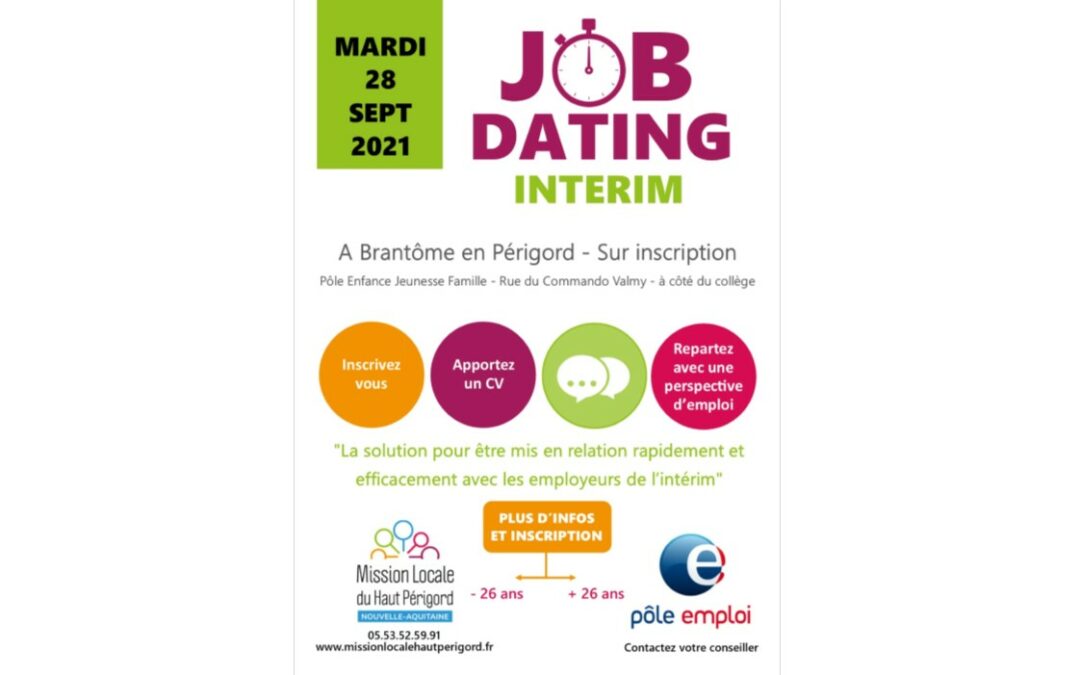 Job Dating intérim Brantôme – 28 sept 2021