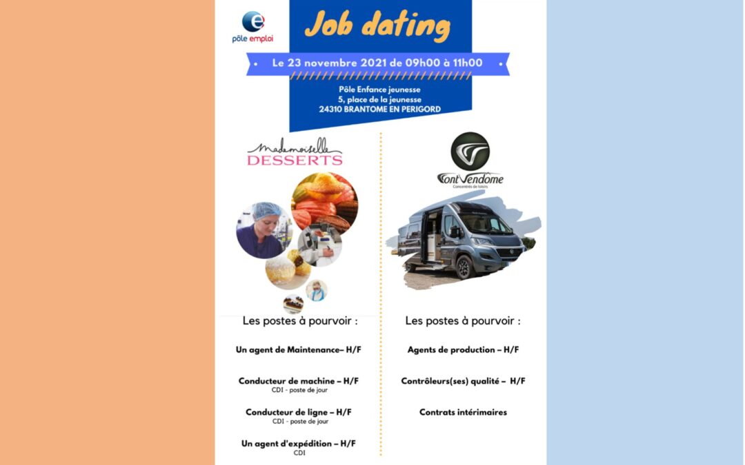 Job dating à Brantome 23 Novembre 2021